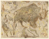 Artist: MACQUEEN, Mary | Title: Bison | Date: 1974 | Technique: lithograph, printed in colour on recto and verso, from multiple plates | Copyright: Courtesy Paulette Calhoun, for the estate of Mary Macqueen