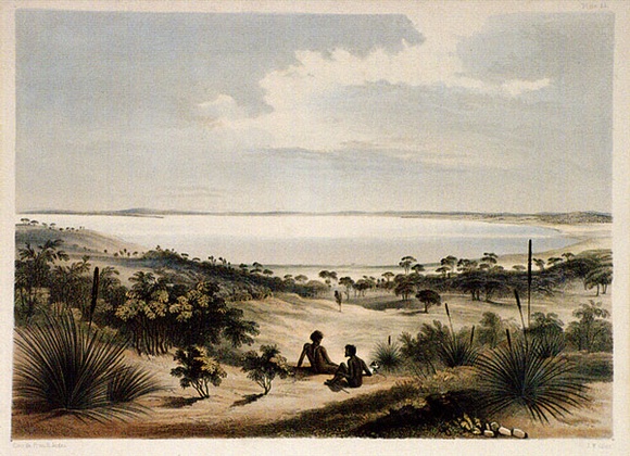 Artist: b'Angas, George French.' | Title: b'Lake Albert.' | Date: 1846-47 | Technique: b'lithograph, printed in colour, from multiple stones; varnish highlights by brush' Artist: b'Angas, George French.' | Title: b'Lake Albert.' | Date: 1846-47 | Technique: b'lithograph, printed in colour, from multiple stones; varnish highlights by brush'