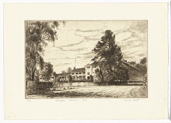 Artist: b'PLATT, Austin' | Title: b'Frensham, Bowral' | Date: 1952 | Technique: b'etching, printed in black ink, from one plate'