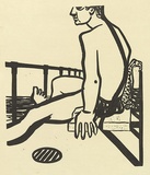 Artist: UNKNOWN | Title: not titled [exhibition announcement]. | Technique: linocut, printed in black ink, from one block