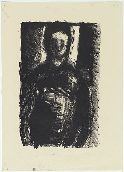 Artist: b'MADDOCK, Bea' | Title: b'Self portrait' | Date: 1961 | Technique: b'lithograph worked in crayon and touche, printed in black ink, from one stone' Artist: b'MADDOCK, Bea' | Title: b'Self portrait' | Date: 1961 | Technique: b'lithograph worked in crayon and touche, printed in black ink, from one stone'