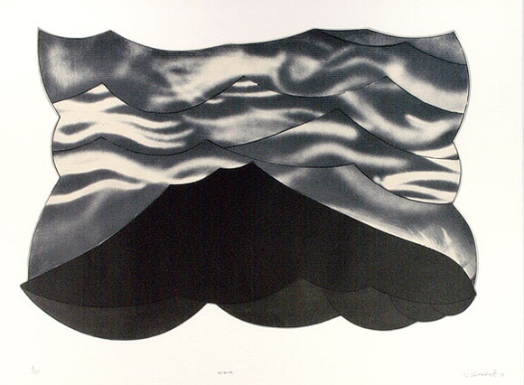 Artist: Clutterbuck, Jock. | Title: Wave. | Date: 1971 | Technique: etching and aquatint, colour stencil, printed from one magnesium plate