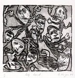Artist: Morgan, Glenn. | Title: Footy crowd | Date: 1985 | Technique: etching, aquatint and deep bite, printed in black ink with plate-tone, from one plate