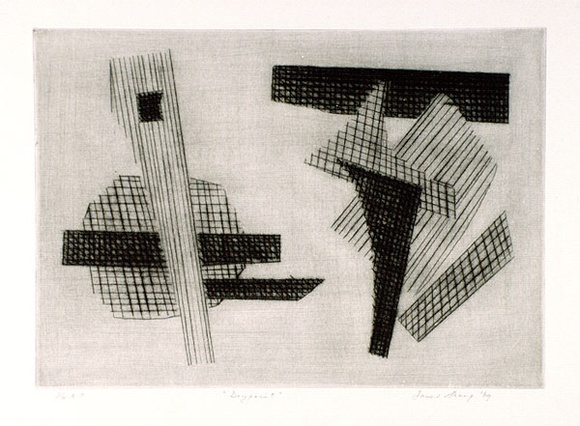 Artist: b'Sharp, James.' | Title: b'Drypoint' | Date: 1969 | Technique: b'drypoint, printed in black ink with plate-tone, from one plate' | Copyright: b'\xc2\xa9 Estate of James Sharp' Artist: b'Sharp, James.' | Title: b'Drypoint' | Date: 1969 | Technique: b'drypoint, printed in black ink with plate-tone, from one plate' | Copyright: b'\xc2\xa9 Estate of James Sharp'