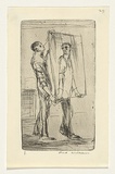 Artist: WILLIAMS, Fred | Title: At the picture framers. Number 1 | Date: 1955-56 | Technique: etching and drypoint, printed in black with plate-tone ink, from one copper plate | Copyright: © Fred Williams Estate