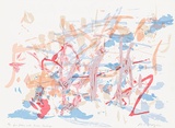 Artist: b'MEYER, Bill' | Title: b'Tree Totems with salmon landscape.' | Date: 1988 | Technique: b'screenprint, printed in colour, from multiple screens (indirect photo with blockout, reduction)' | Copyright: b'\xc2\xa9 Bill Meyer'