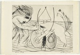 Artist: BOYD, Arthur | Title: Figure with beast and moth over water. | Date: (1968-69) | Technique: drypoint, printed in black ink, from one plate | Copyright: Reproduced with permission of Bundanon Trust