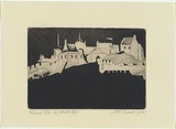 Artist: b'Traill, Jessie.' | Title: b'Floodlit Edinburgh Castle.' | Date: 1939 | Technique: b'aquatint and etching, printed in black ink, from one plate'