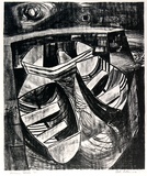 Artist: Adams, Tate. | Title: Fishing boats 2. | Date: c.1954 | Technique: lithograph, printed in black ink, from one zinc plate