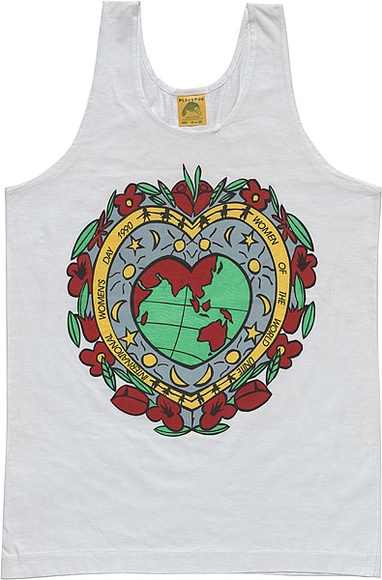 Artist: b'REDBACK GRAPHIX' | Title: bSinglet: International Women's Day 1990. | Date: 1989 | Technique: b'screenprint, printed in colour, from five stencils'