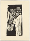 Artist: LAWTON, Tina | Title: Self-portrait | Date: c.1963 | Technique: linocut, printed in black ink, from one block