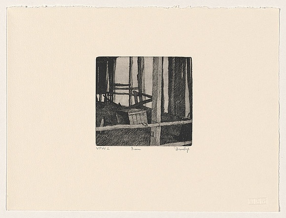 Artist: b'Dunlop, Brian.' | Title: b'Barn' | Date: 1988, 9 November | Technique: b'etching, printed in black ink, from one plate' Artist: b'Dunlop, Brian.' | Title: b'Barn' | Date: 1988, 9 November | Technique: b'etching, printed in black ink, from one plate'