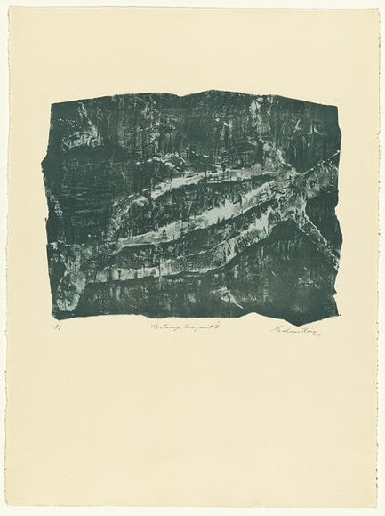Artist: b'King, Grahame.' | Title: b'Mootwingee fragment II' | Date: 1973 | Technique: b'lithograph, printed in colour, from two stones [or plates]'
