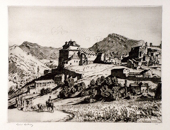 Artist: b'LINDSAY, Lionel' | Title: b'Old Antequera, Andalucia, Spain' | Date: 1929 | Technique: b'drypoint, printed in brown ink with plate-tone, from one plate' | Copyright: b'Courtesy of the National Library of Australia' Artist: b'LINDSAY, Lionel' | Title: b'Old Antequera, Andalucia, Spain' | Date: 1929 | Technique: b'drypoint, printed in brown ink with plate-tone, from one plate' | Copyright: b'Courtesy of the National Library of Australia'