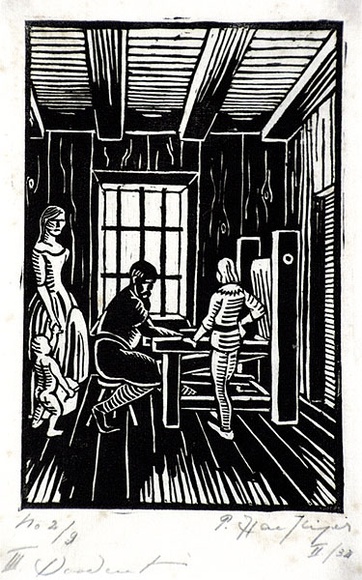 Artist: b'Haefliger, Paul.' | Title: b'Illustration for Oscar Wilde tale' | Date: 1931-33 | Technique: b'woodcut, printed in black ink, from one block'