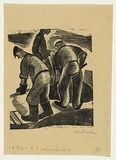 Artist: Groblicka, Lidia. | Title: Workers | Date: 1956-57 | Technique: woodcut, printed in black ink, from one block