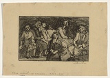 Artist: Groblicka, Lidia | Title: The waiting room | Date: 1953-54 | Technique: etching, printed in black ink, from one plate