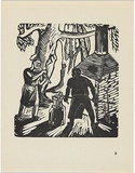 Artist: b'Gale, Len.' | Title: b'<p>The blacksmith.</p>' | Date: 1954 | Technique: b'linocut, printed in black ink, from one block'