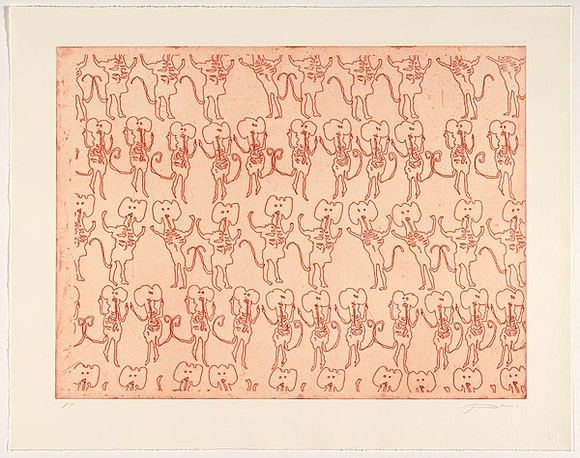 Artist: b'Rose, Jacqueline.' | Title: b'[Josephine]' | Date: 2001 | Technique: b'etching, printed in orange ink, from one copper plate'