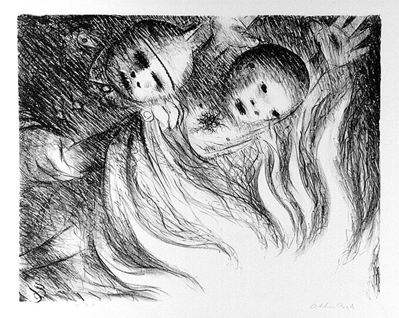 Artist: b'BOYD, Arthur' | Title: b'The ordeal by fire.' | Date: (1965) | Technique: b'lithograph, printed in black ink, from one plate' | Copyright: b'Reproduced with permission of Bundanon Trust' Artist: b'BOYD, Arthur' | Title: b'The ordeal by fire.' | Date: (1965) | Technique: b'lithograph, printed in black ink, from one plate' | Copyright: b'Reproduced with permission of Bundanon Trust'