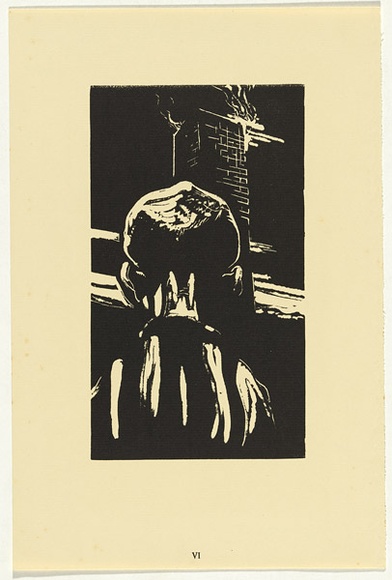 Artist: b'Counihan, Noel.' | Title: b'The factory of death.' | Date: 1950 | Technique: b'linocut, printed in black ink, from one block' Artist: b'Counihan, Noel.' | Title: b'The factory of death.' | Date: 1950 | Technique: b'linocut, printed in black ink, from one block'