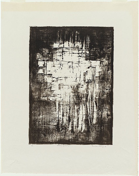 Artist: b'King, Grahame.' | Title: b'Rain Spirit I.' | Date: 1962 | Technique: b'lithograph, printed in black ink, from one plate' Artist: b'King, Grahame.' | Title: b'Rain Spirit I.' | Date: 1962 | Technique: b'lithograph, printed in black ink, from one plate'