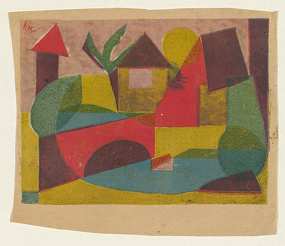 Title: b'The red bridge' | Date: c. 1955 | Technique: b'screenprint, printed in colour, from multiple stencils'