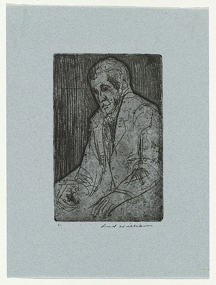 Artist: b'WILLIAMS, Fred' | Title: b'Merchant seaman. Number 1' | Date: 1955-56 | Technique: b'etching, deep etching, aquatint, engraving and flat biting, printed in black ink, from one copper plate' | Copyright: b'\xc2\xa9 Fred Williams Estate' Artist: b'WILLIAMS, Fred' | Title: b'Merchant seaman. Number 1' | Date: 1955-56 | Technique: b'etching, deep etching, aquatint, engraving and flat biting, printed in black ink, from one copper plate' | Copyright: b'\xc2\xa9 Fred Williams Estate'