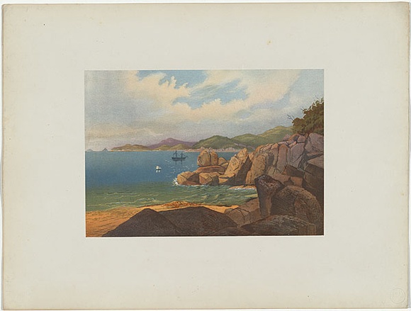Artist: b'Chevalier, Nicholas.' | Title: bRefuge Cove, Wilson's Promontory | Date: 1865 | Technique: b'lithograph, printed in colour, from multiple stones' Artist: b'Chevalier, Nicholas.' | Title: bRefuge Cove, Wilson's Promontory | Date: 1865 | Technique: b'lithograph, printed in colour, from multiple stones'