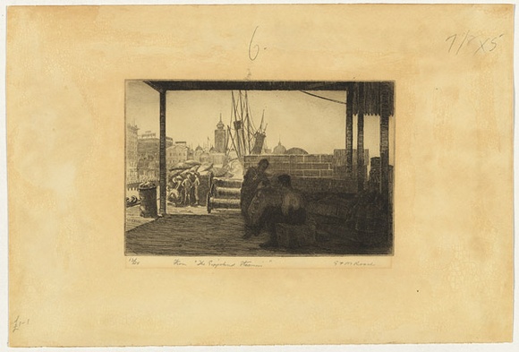 Artist: b'Roach, G.T.M.' | Title: b'From The Gippsland Steamers' | Date: c.1924 | Technique: b'etching, printed in black ink, from one plate' Artist: b'Roach, G.T.M.' | Title: b'From The Gippsland Steamers' | Date: c.1924 | Technique: b'etching, printed in black ink, from one plate'