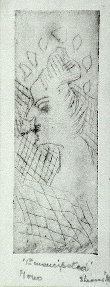 Artist: b'Shearer, Mitzi.' | Title: b'Emancipated' | Date: 1980 | Technique: b'etching, printed in black ink, from one  plate'