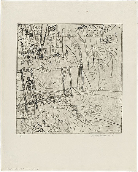 Artist: b'WALKER, Murray' | Title: b'My first Kallista landscape etching.' | Date: 1963 | Technique: b'etching, printed in black ink, from one plate' Artist: b'WALKER, Murray' | Title: b'My first Kallista landscape etching.' | Date: 1963 | Technique: b'etching, printed in black ink, from one plate'
