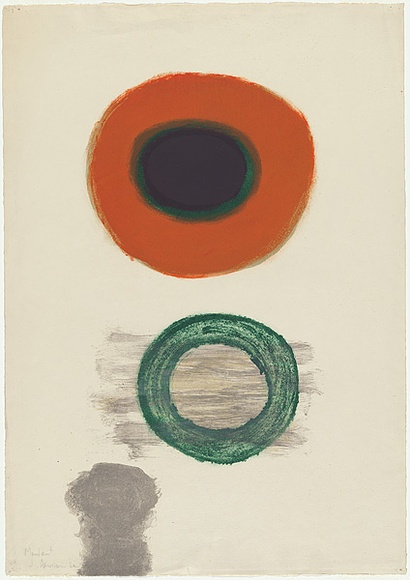 Artist: b'Dawson, Janet.' | Title: b'Montant (Rising).' | Date: 1960 | Technique: b'lithograph, printed in colour, from multiple stones' | Copyright: b'\xc2\xa9 Janet Dawson. Licensed by VISCOPY, Australia' Artist: b'Dawson, Janet.' | Title: b'Montant (Rising).' | Date: 1960 | Technique: b'lithograph, printed in colour, from multiple stones' | Copyright: b'\xc2\xa9 Janet Dawson. Licensed by VISCOPY, Australia'