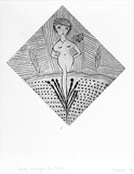 Artist: b'Shearer, Mitzi.' | Title: b'Beauty amongst the thorns' | Date: 1978 | Technique: b'etching, printed in black, with plate-tone, from one plate'