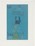 Artist: WALKER, Murray | Title: Jazzman and stripper. | Date: 1975 | Technique: linocut, printed in colour, from multiple blocks