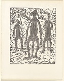 Title: Anthropomorphs midst rock arrangements | Date: 1989 | Technique: linocut and caustic etching, printed in black ink, from one block