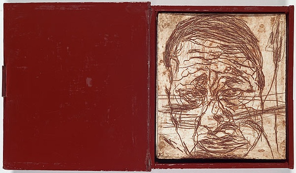 Artist: b'VIRIDIAN PRESS' | Title: b'Alphabet/Haemorrhage.' | Date: 1996 | Technique: b'etching, printed in red ochre ink, from one plate' Artist: b'VIRIDIAN PRESS' | Title: b'Alphabet/Haemorrhage.' | Date: 1996 | Technique: b'etching, printed in red ochre ink, from one plate'