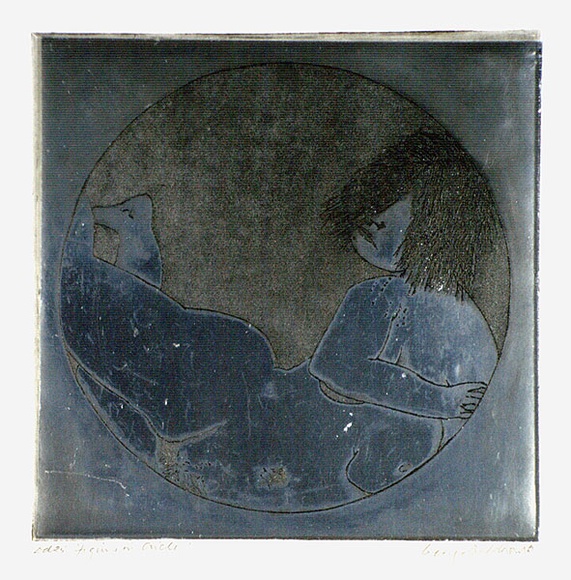 Artist: b'BALDESSIN, George' | Title: b'Figure in circle.' | Date: 1967 | Technique: b'etching and aquatint, printed in black ink, from one plate' Artist: b'BALDESSIN, George' | Title: b'Figure in circle.' | Date: 1967 | Technique: b'etching and aquatint, printed in black ink, from one plate'