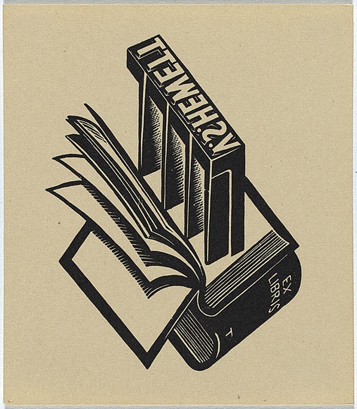 Artist: b'Thake, Eric.' | Title: b'Bookplate: V.S. Hewett' | Date: 1932 | Technique: b'wood-engraving, printed in black ink, from one block' Artist: b'Thake, Eric.' | Title: b'Bookplate: V.S. Hewett' | Date: 1932 | Technique: b'wood-engraving, printed in black ink, from one block'