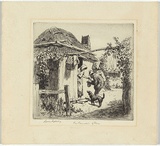 Artist: b'LINDSAY, Lionel' | Title: b'The pannikin of flour' | Date: 1924 | Technique: b'etching, printed in black ink with plate-tone, from one plate' | Copyright: b'Courtesy of the National Library of Australia'