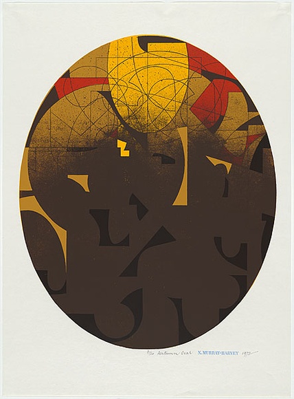 Artist: b'Murray-Harvey, Nigel.' | Title: b'Autumn oval' | Date: 1971 | Technique: b'screenprint'