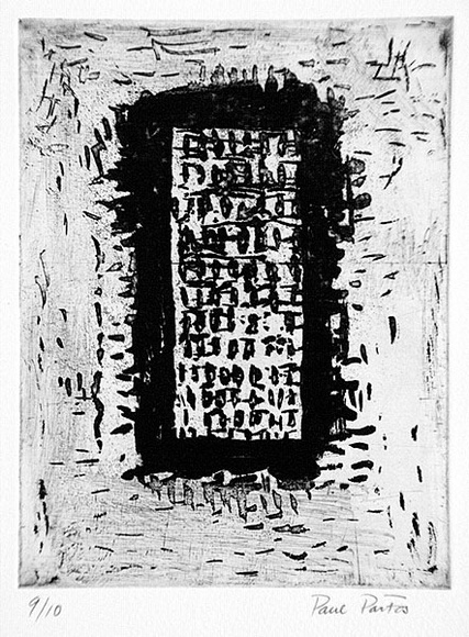 Artist: b'Partos, Paul.' | Title: b'not titled' | Date: 1985 | Technique: b'etching and aquatint, printed in black ink, with plate-tone, from one plate' Artist: b'Partos, Paul.' | Title: b'not titled' | Date: 1985 | Technique: b'etching and aquatint, printed in black ink, with plate-tone, from one plate'