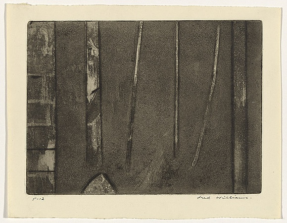 Artist: WILLIAMS, Fred | Title: Landscape with a building | Date: 1959-60 | Technique: aquatint, etching, drypoint, engraving and flat biting, printed in black ink, from one copper plate | Copyright: © Fred Williams Estate