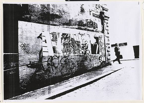Artist: b'Dest.' | Title: b'Documentation of AO series in Higson Lane, Melbourne.' | Date: 2004 | Technique: b'photocopy, printed in black ink' Artist: b'Dest.' | Title: b'Documentation of AO series in Higson Lane, Melbourne.' | Date: 2004 | Technique: b'photocopy, printed in black ink'