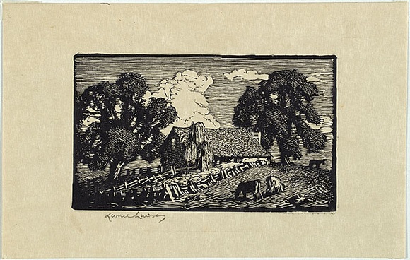 Artist: b'LINDSAY, Lionel' | Title: b'Windsor barn' | Date: 1921 | Technique: b'wood-engraving, printed in black ink, from one block' | Copyright: b'Courtesy of the National Library of Australia' Artist: b'LINDSAY, Lionel' | Title: b'Windsor barn' | Date: 1921 | Technique: b'wood-engraving, printed in black ink, from one block' | Copyright: b'Courtesy of the National Library of Australia'