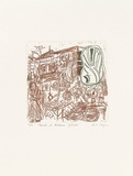 Artist: MEYER, Bill | Title: Shouk at Mahane Yehuda. | Date: 1992 | Technique: etching, printed in brown ink a la poupée, from one zinc plate | Copyright: © Bill Meyer