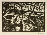 Artist: Hawkins, Weaver. | Title: (Plant forms?) | Date: 1934 | Technique: linocut, printed in black ink, from one block | Copyright: The Estate of H.F Weaver Hawkins