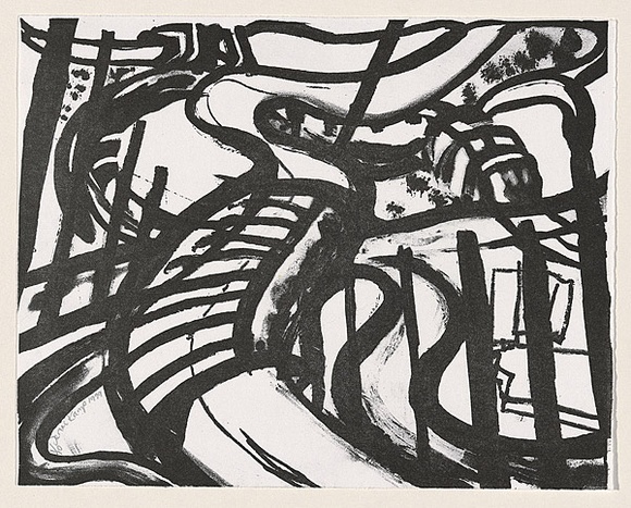Artist: b'Kamp, Jenni.' | Title: b'Landscape linked' | Date: 1999 | Technique: b'lithograph, printed in black ink, from one plate' Artist: b'Kamp, Jenni.' | Title: b'Landscape linked' | Date: 1999 | Technique: b'lithograph, printed in black ink, from one plate'