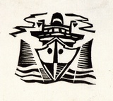 Artist: b'Barwell, Geoff.' | Title: b'(The Ship).' | Date: (1955) | Technique: b'linocut, printed in black ink, from one block'