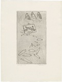 Artist: WALKER, Murray | Title: Mary Anne, cosmetiques and pins. | Date: 1972 | Technique: etching, printed in black ink, from one plate
